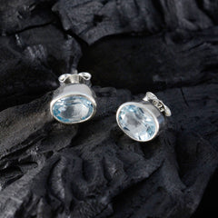Anna Blue Delicate Solitaire Stud Earring