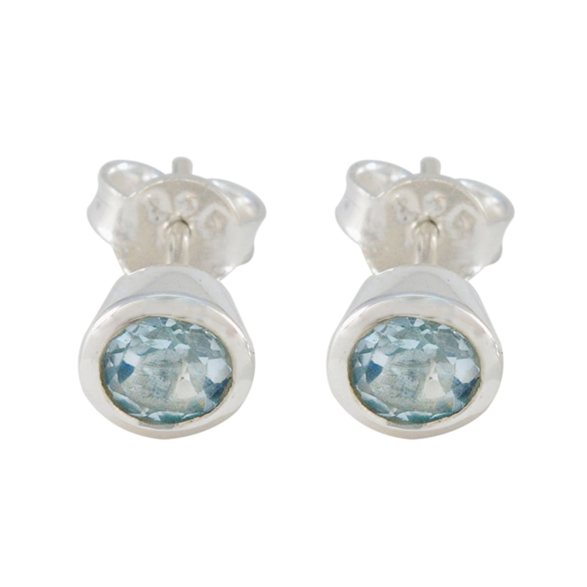 Chloe Blue Delicate Solitaire Stud Earring Blue Topaz Blue Stud