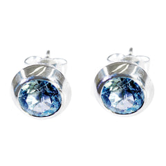 Cecilia Blue Elegant Solitaire Stud Earring Blue topaz Blue Stud