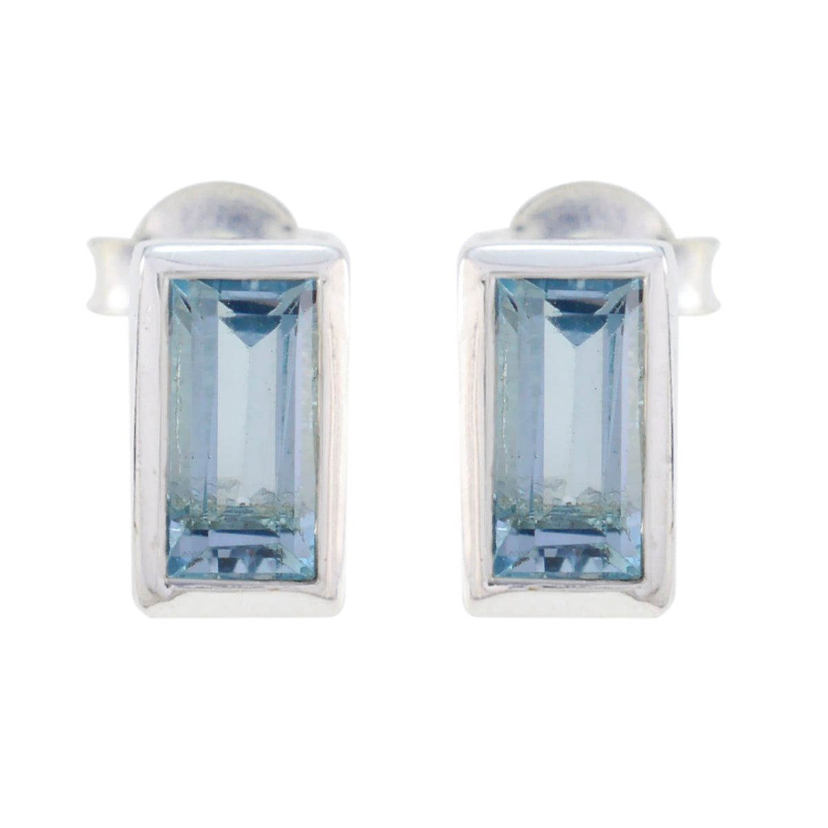 Giulia Blue Delicate Solitaire Stud Earring Blue Topaz Blue Stud