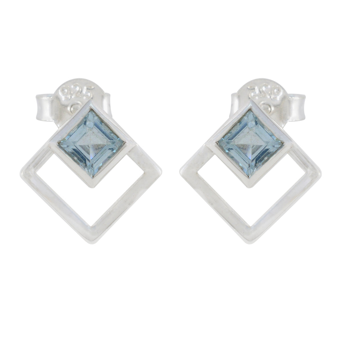 Maya Blue Delicate Solitaire Stud Earring Blue Topaz Blue Stud