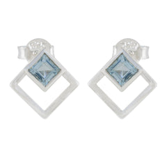 Maya Blue Delicate Solitaire Stud Earring Blue Topaz Blue Stud