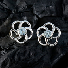 Mia Blue Whisper thin Solitaire Stud Earring