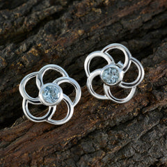 Mia Blue Whisper thin Solitaire Stud Earring