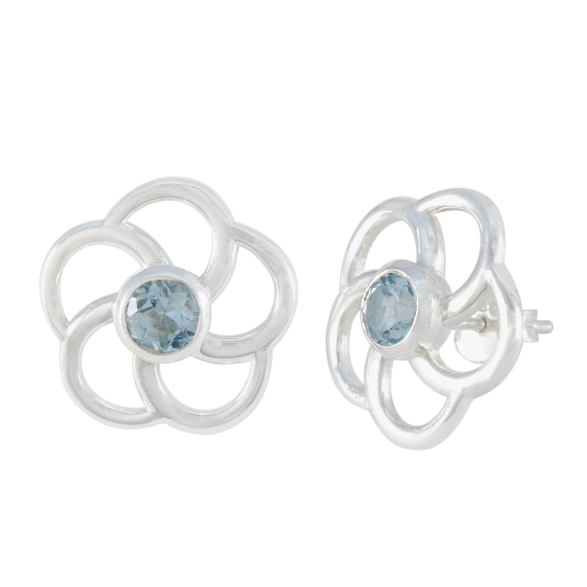 Mia Blue Whisper thin Solitaire Stud Earring