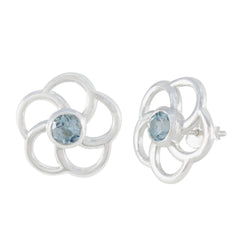 Mia Blue Whisper thin Solitaire Stud Earring