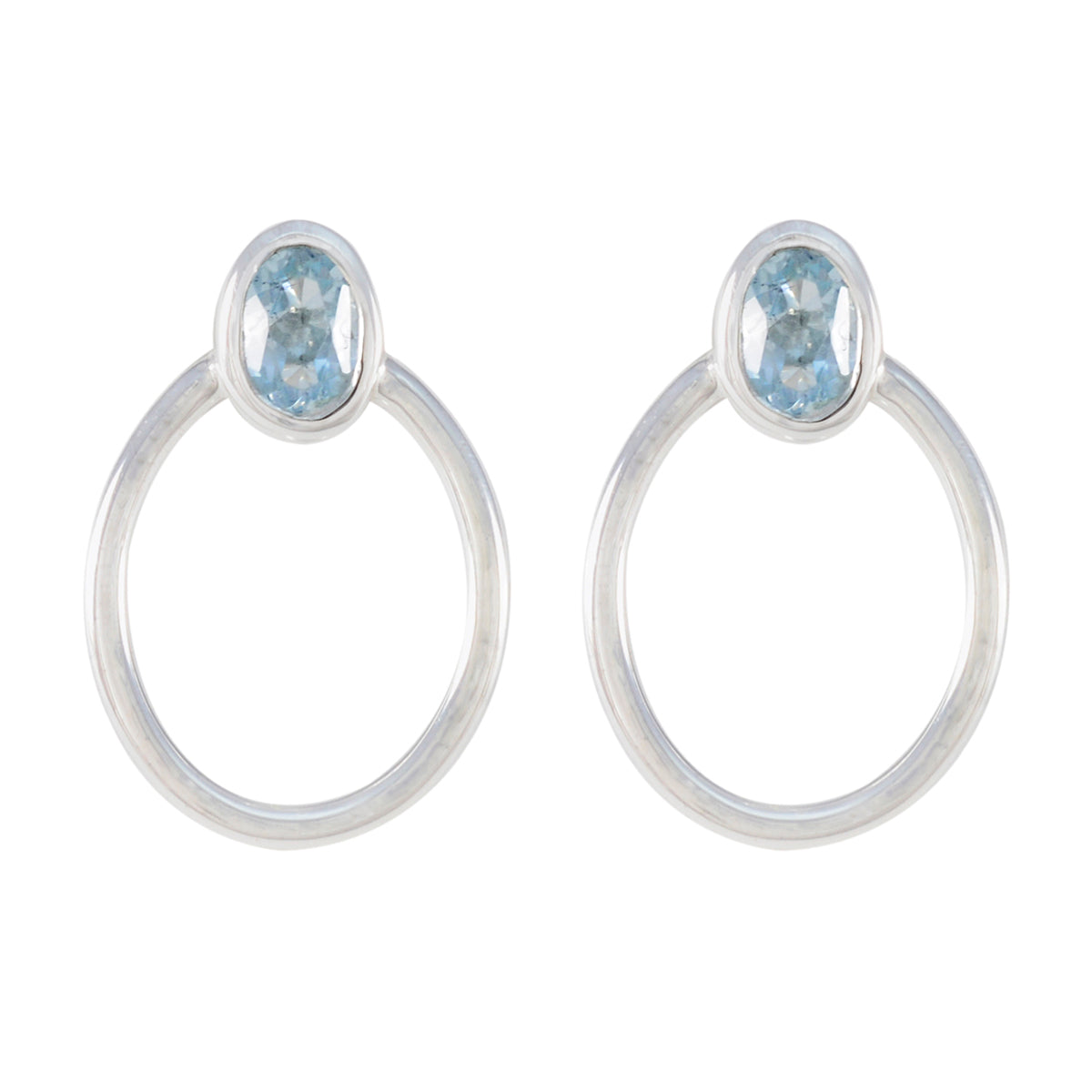 Nova Blue Dainty Solitaire Stud Earring Blue Topaz Blue Stud