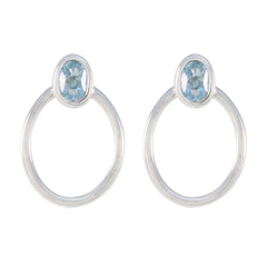 Nova Blue Dainty Solitaire Stud Earring Blue Topaz Blue Stud