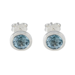 Tereza Blue Delicate Solitaire Stud Earring Blue Topaz Blue Stud