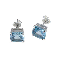 Alejandra Blue Whisper thin Solitaire Stud Earring Blue Topaz Blue Stud