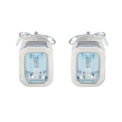 Lourdes Blue Elegant Solitaire Stud Earring Blue Topaz Blue Stud