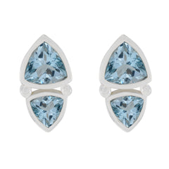 Pilar Blue Slim Toi et Moi Stud Earring Blue Topaz Blue Stud