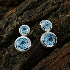 Eleanor Blue Minimal Toi et Moi Stud Earring