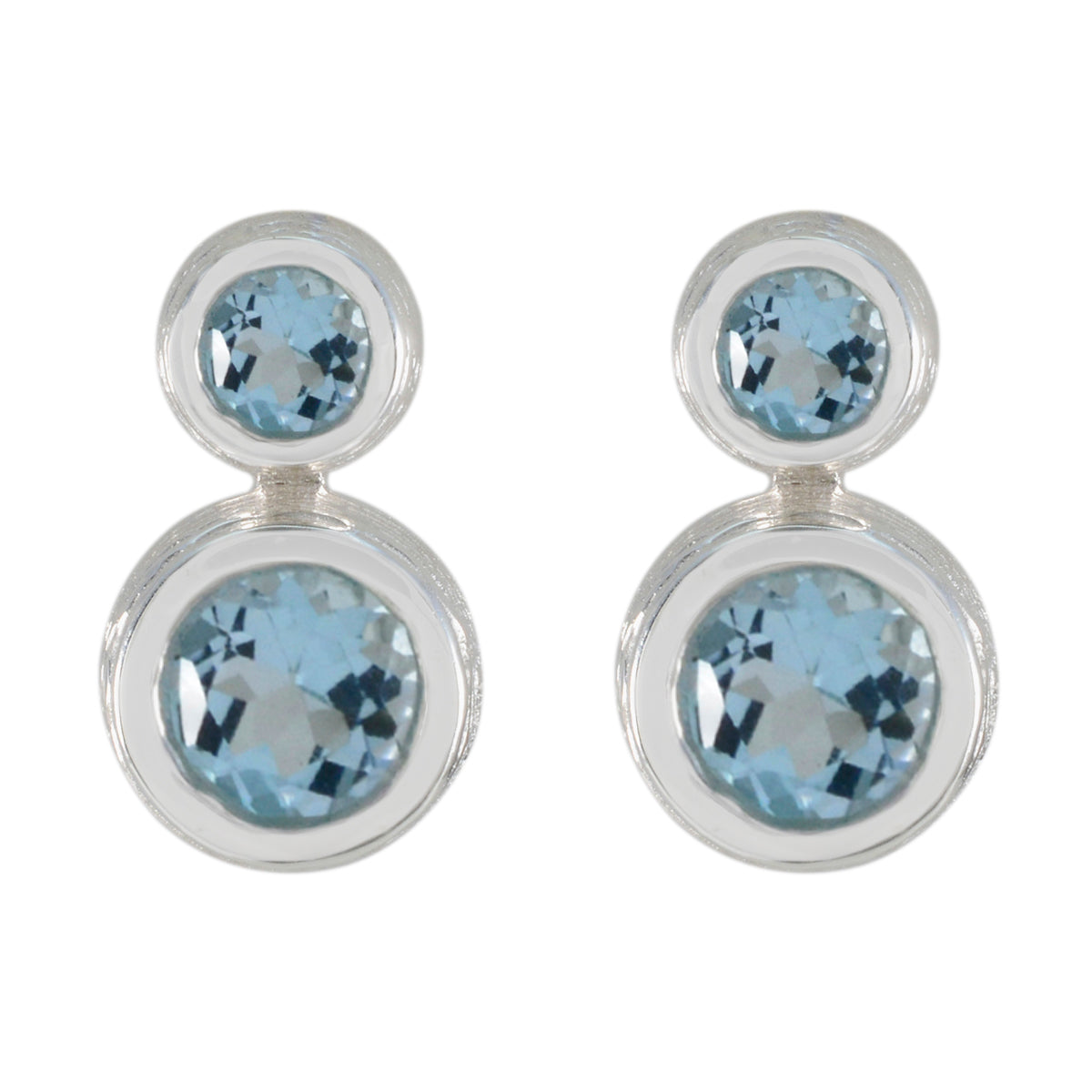 Eleanor Blue Minimal Toi et Moi Stud Earring Blue Topaz Blue Stud