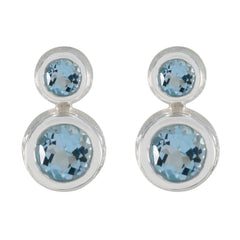 Eleanor Blue Minimal Toi et Moi Stud Earring Blue Topaz Blue Stud