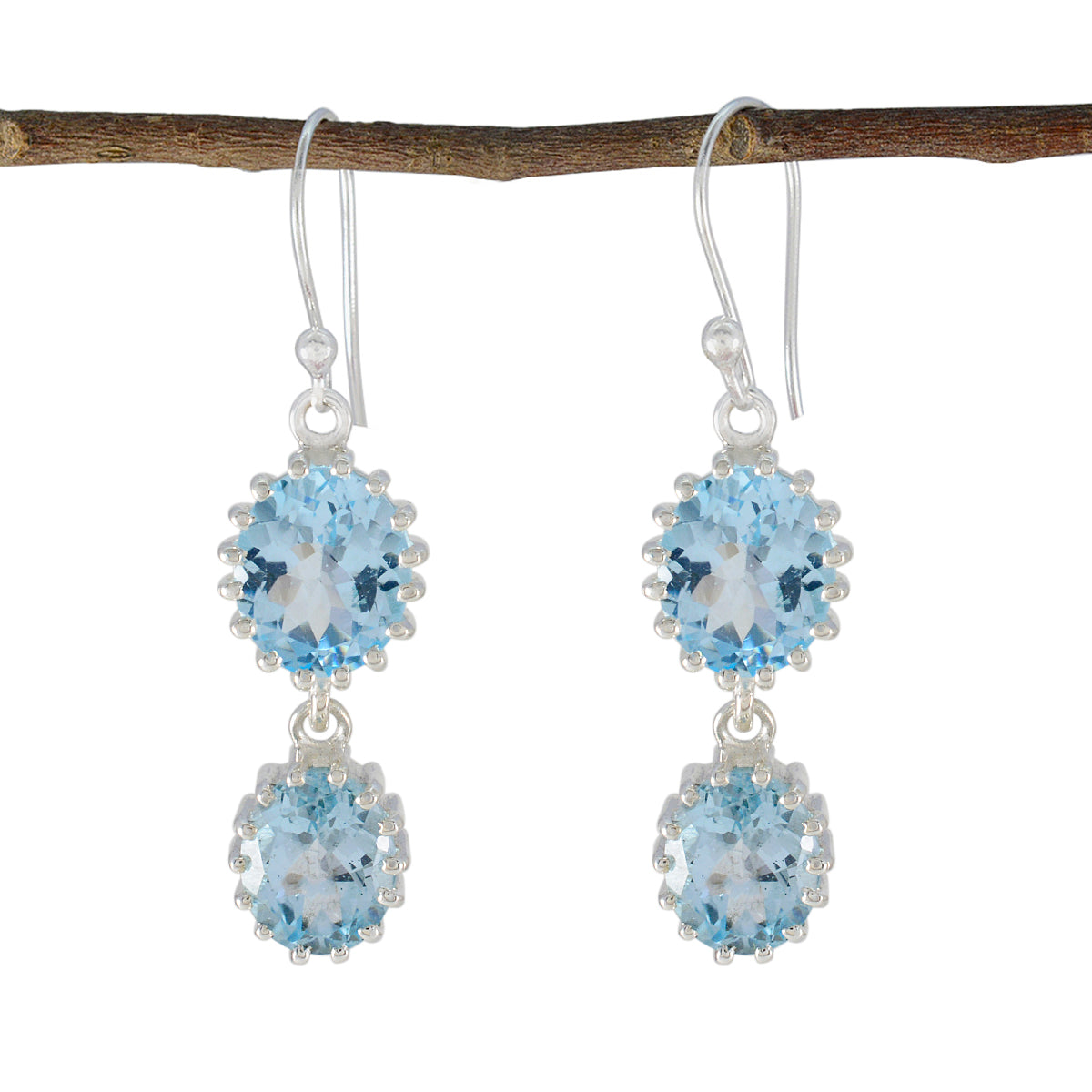 Kennedy Blue Versatile Toi et Moi Dangle Earring Blue Topaz Blue Dangle