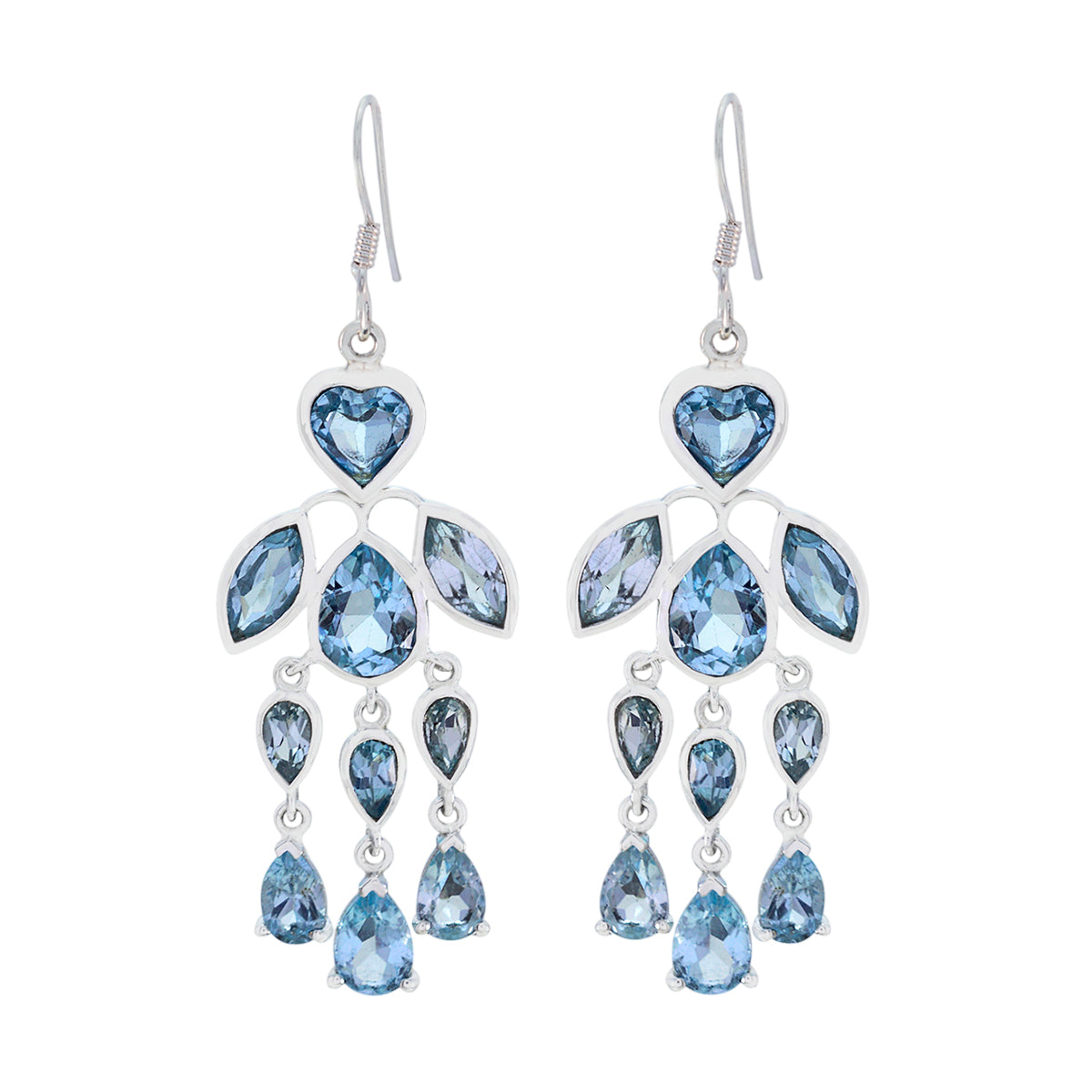 Lily Blue Mid weight multiple Dangle Earring Blue topaz Blue Dangle