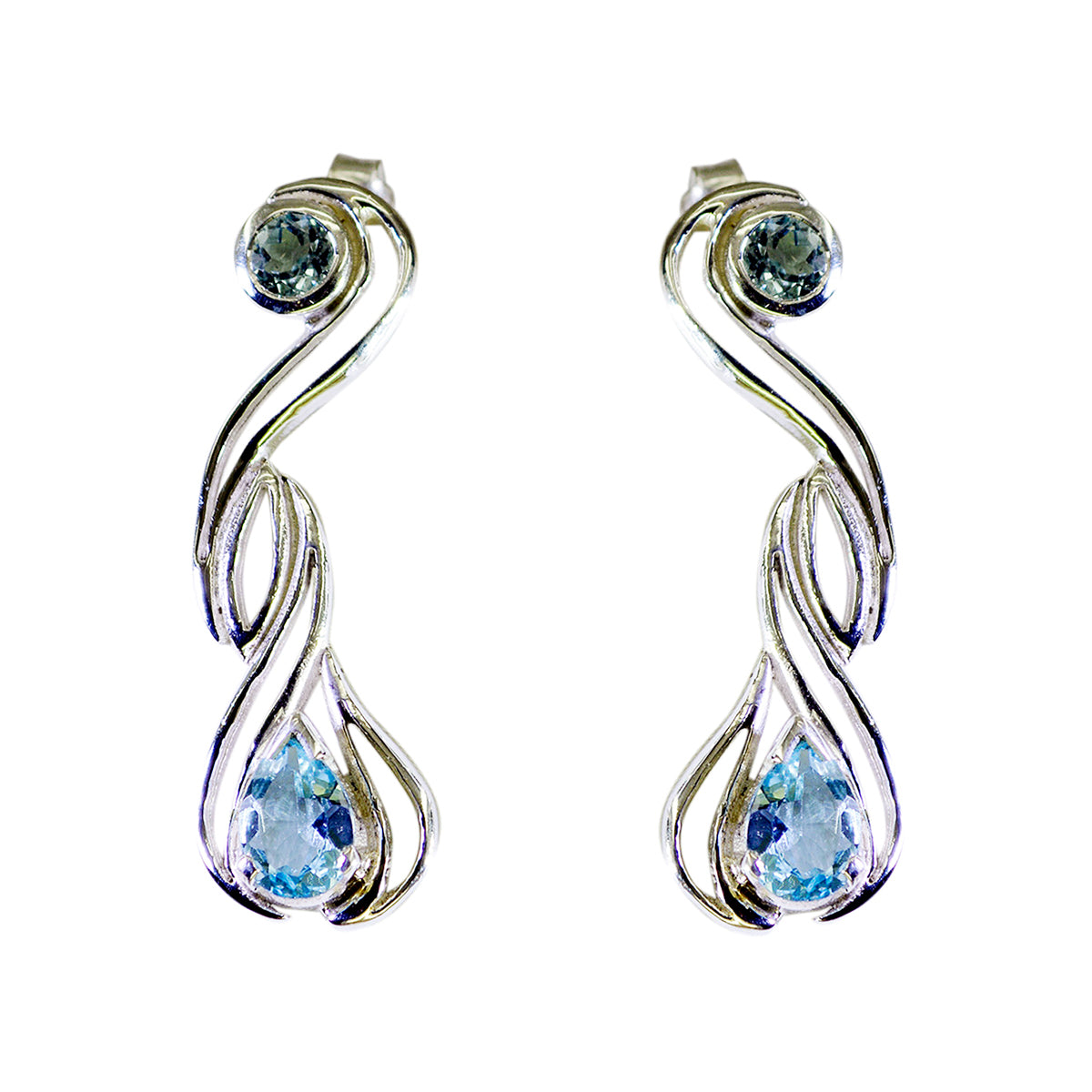 Grace Blue Whisper thin multiple Stud Earring Blue topaz Blue Stud