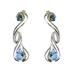 Grace Blue Whisper thin multiple Stud Earring Blue topaz Blue Stud