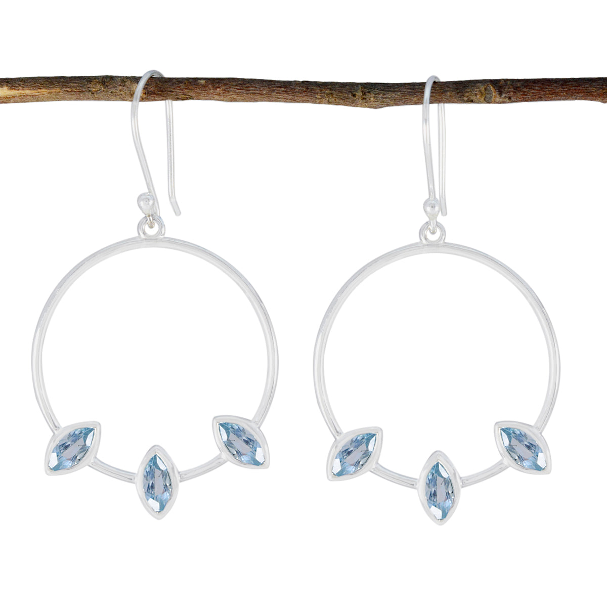 Lili Blue Minimal Trilogy Dangle Earring Blue Topaz Blue Dangle