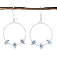 Lili Blue Minimal Trilogy Dangle Earring Blue Topaz Blue Dangle