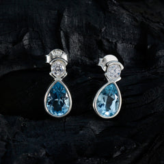 Carolina Blue Dainty Toi et Moi Stud Earring
