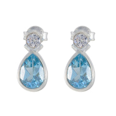 Carolina Blue Dainty Toi et Moi Stud Earring Blue Topaz Blue Stud