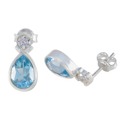 Carolina Blue Dainty Toi et Moi Stud Earring