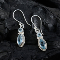 Aria Blue Whisper thin Toi et Moi Dangle Earring
