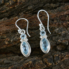 Aria Blue Whisper thin Toi et Moi Dangle Earring