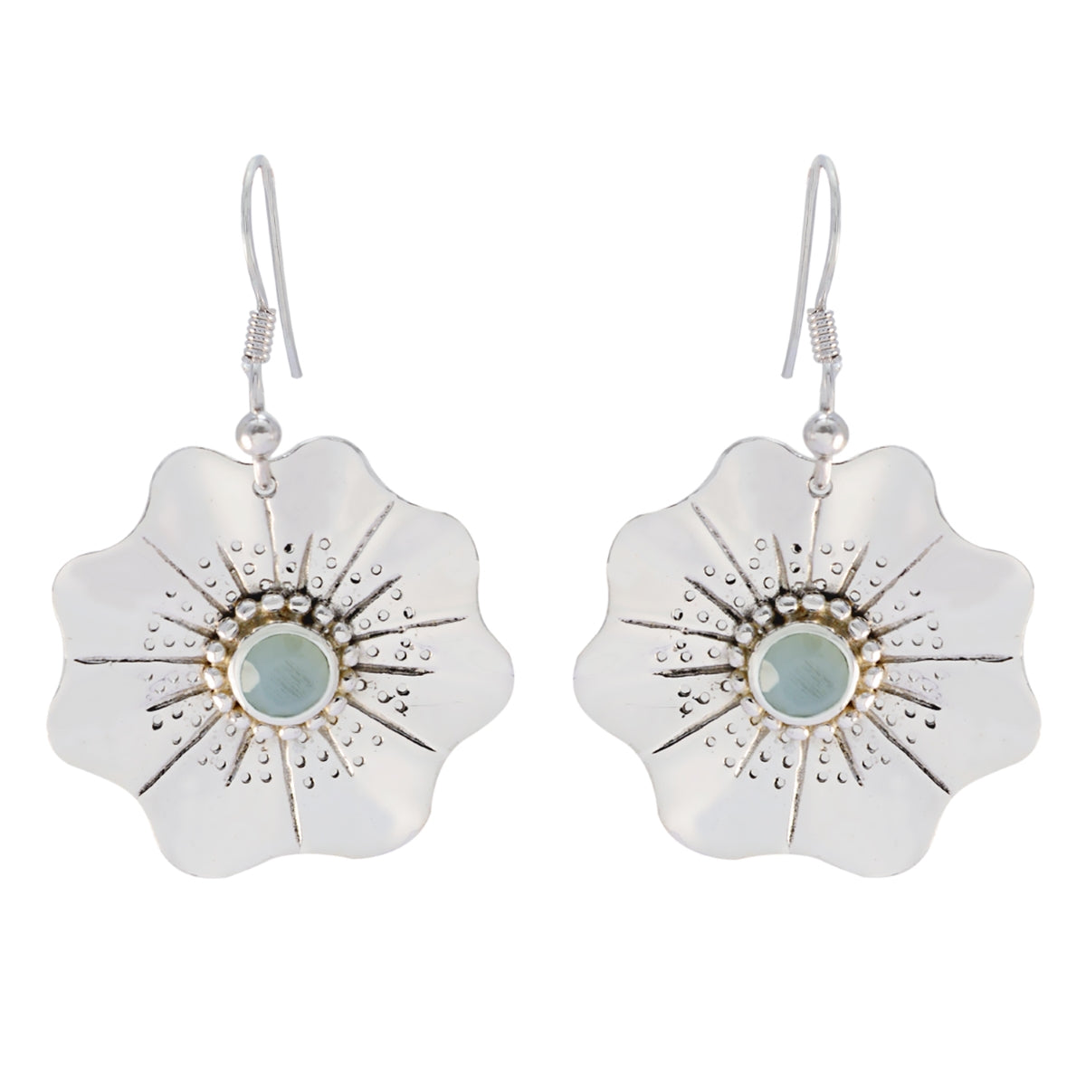 Addison Blue Essential Solitaire Dangle Earring Chalcedony Blue Dangle