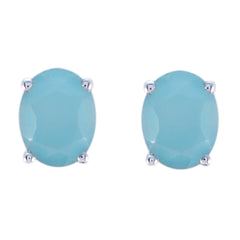 Antonia Blue Delicate Solitaire Stud Earring Chalcedony Blue Stud
