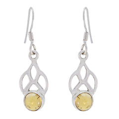 Lea Yellow Delicate Solitaire Dangle Earring Citrine Yellow Dangle