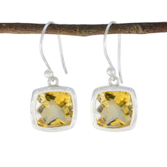 Claire Yellow Slim Solitaire Dangle Earring Citrine Yellow Dangle