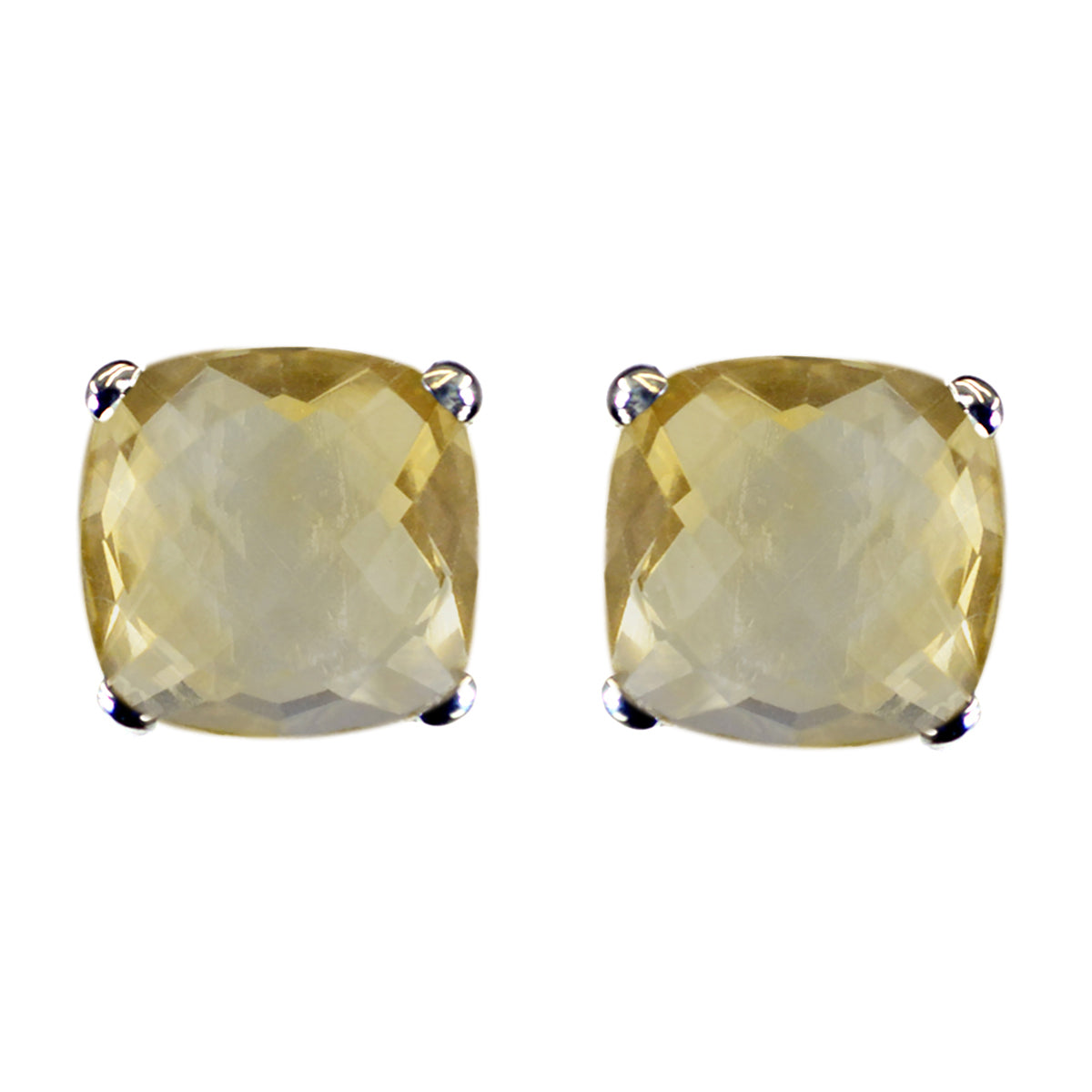 Lourdes Yellow Slim Solitaire Stud Earring Citrine Yellow Stud