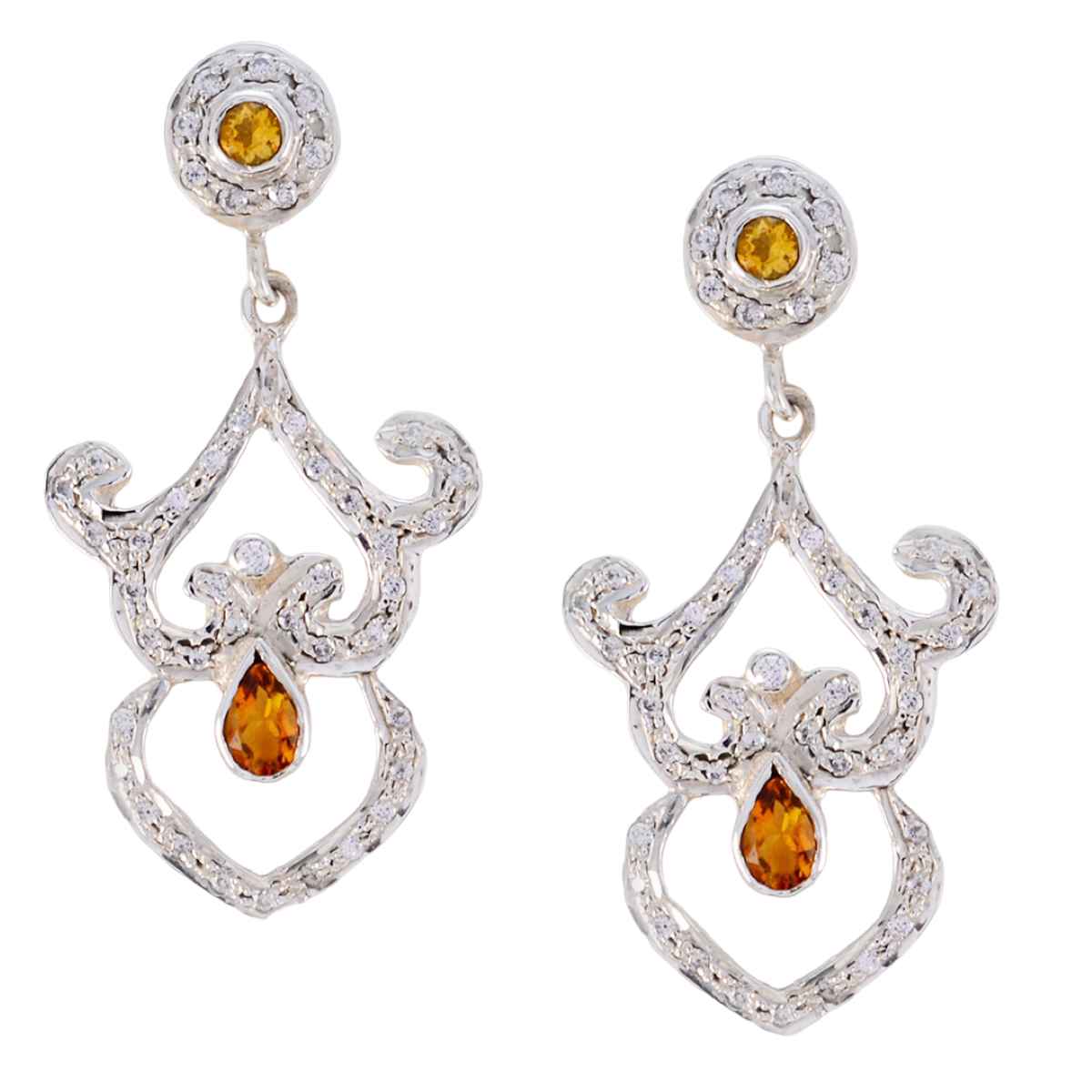 Meera Yellow Eye catching multiple Stud Earring Citrine Yellow Stud