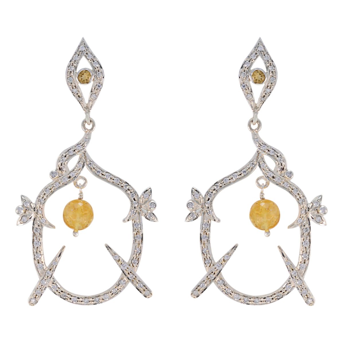 Lakshmi Yellow Edgy multiple Stud Earring Citrine Yellow Stud