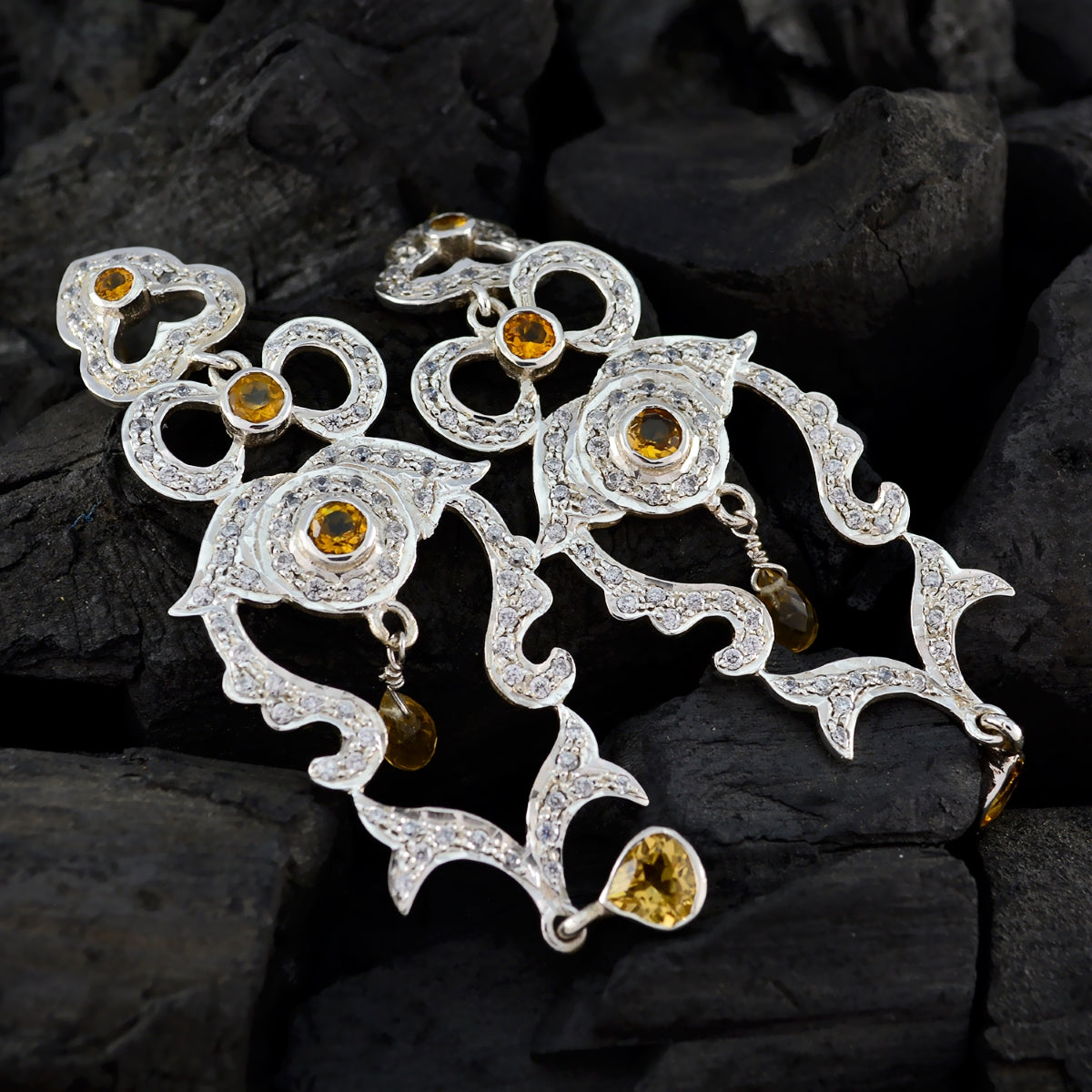 Natcha Yellow Edgy multiple Stud Earring