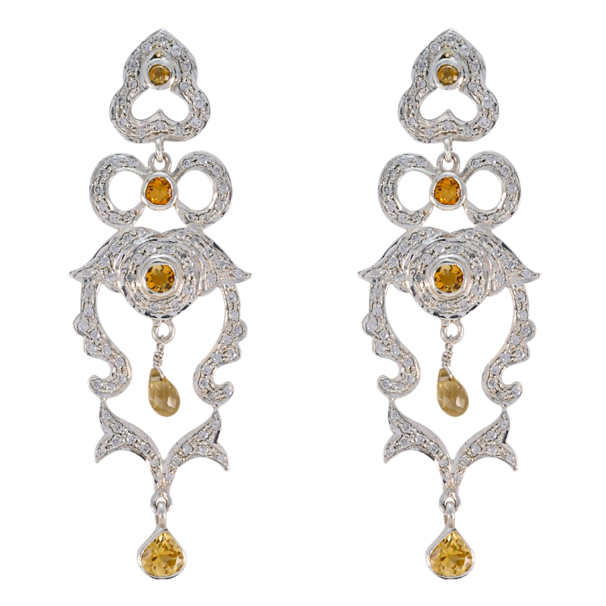 Natcha Yellow Edgy multiple Stud Earring Citrine Yellow Stud
