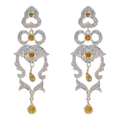 Natcha Yellow Edgy multiple Stud Earring Citrine Yellow Stud