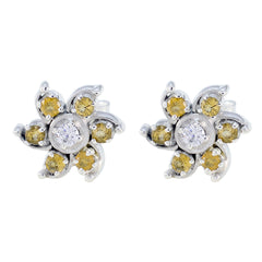 Charlotte Yellow Elegant multiple Stud Earring Citrine Yellow Stud