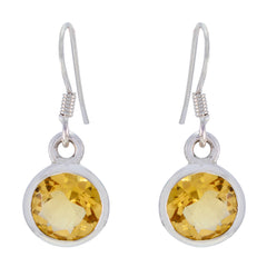 Freya Yellow Delicate Solitaire Dangle Earring Citrine Yellow Dangle