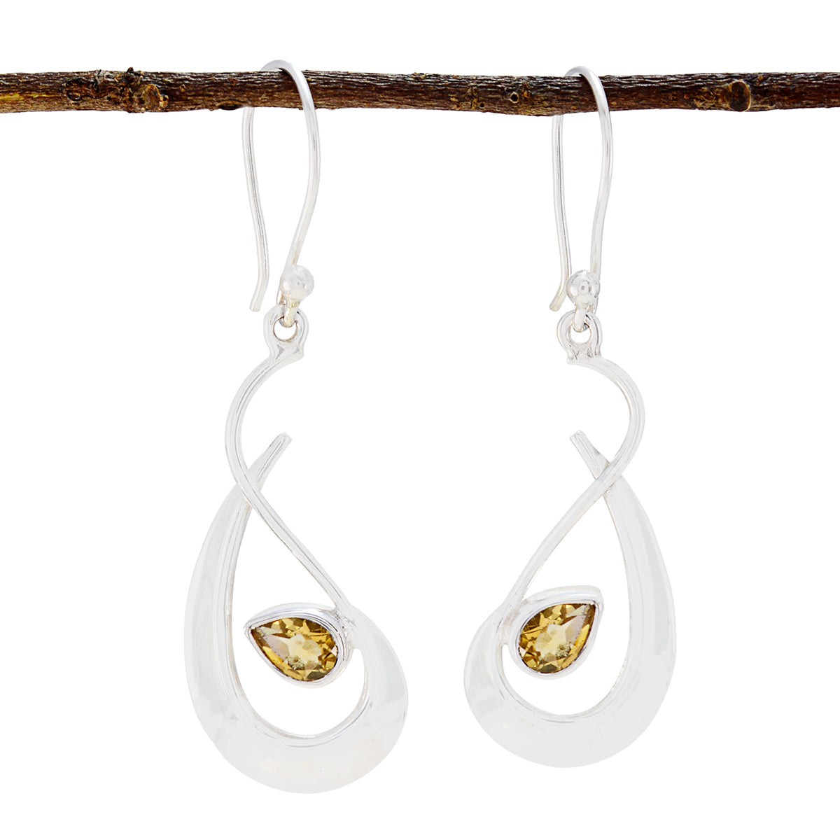 Eleanor Yellow Featherlight Solitaire Dangle Earring Citrine Yellow Dangle