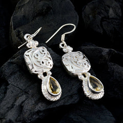 Eliza Yellow Edgy Solitaire Dangle Earring