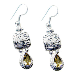Eliza Yellow Edgy Solitaire Dangle Earring Citrine Yellow Dangle