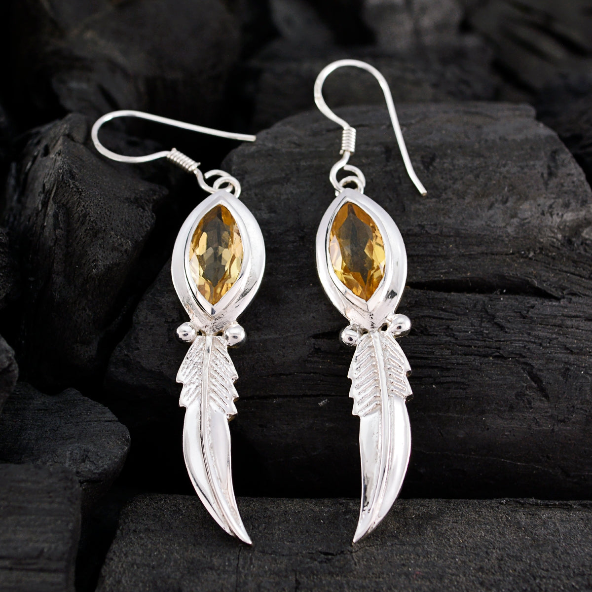 Genesis Yellow Eye catching Solitaire Dangle Earring