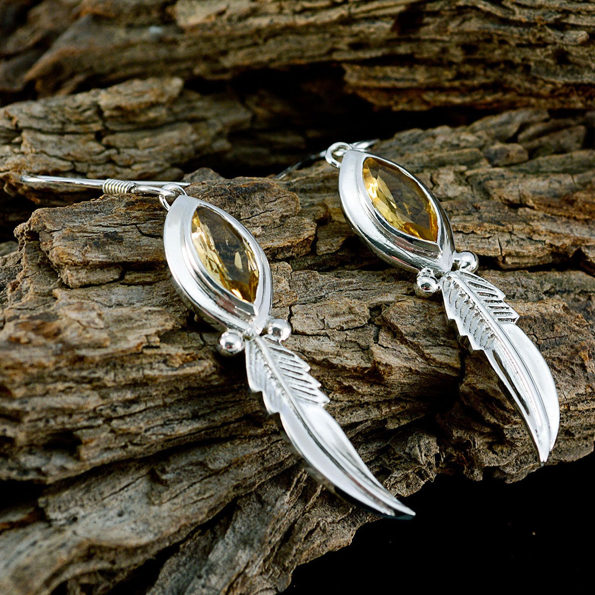 Genesis Yellow Eye catching Solitaire Dangle Earring
