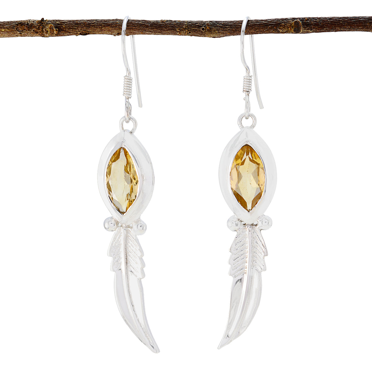 Genesis Yellow Eye catching Solitaire Dangle Earring Citrine Yellow Dangle