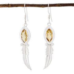 Genesis Yellow Eye catching Solitaire Dangle Earring Citrine Yellow Dangle