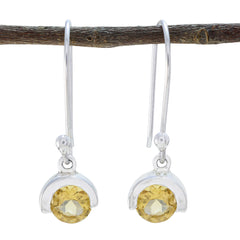 Alice Yellow Dainty Solitaire Dangle Earring Citrine Yellow Dangle